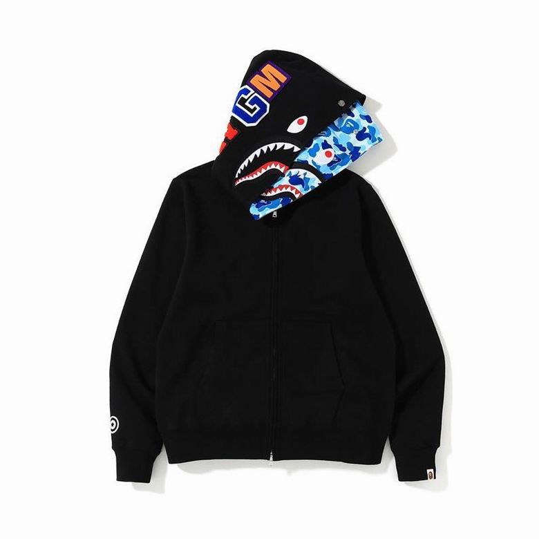 BAPE® Shark Full-Zip Hoodie — Blue Camo Hood (Black) | Premium Quality | Fast Shipping