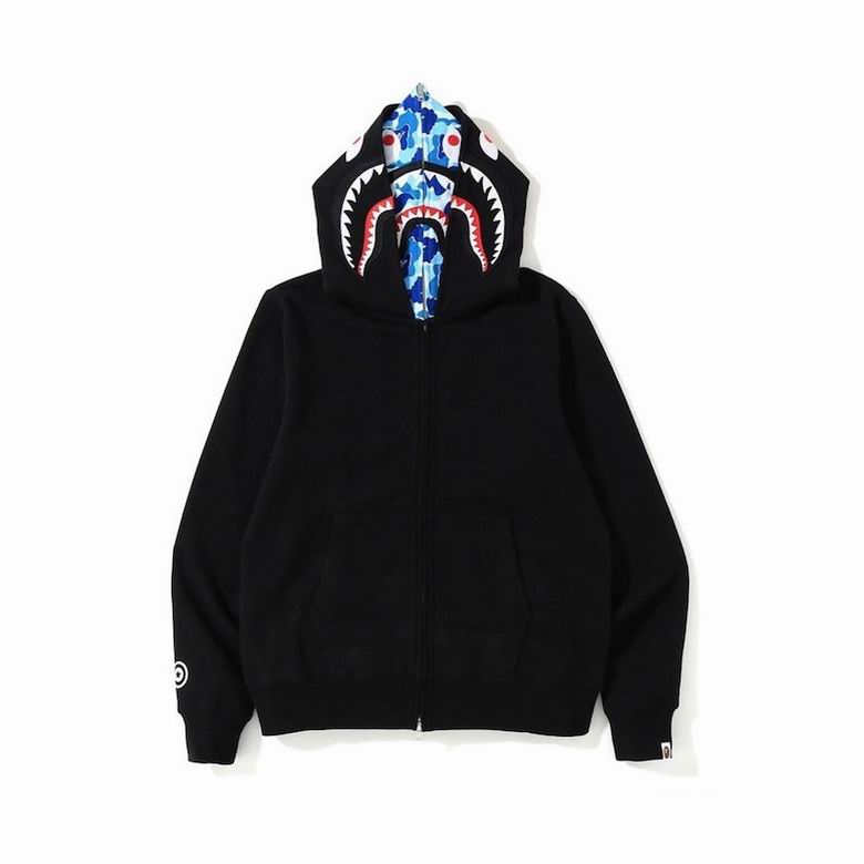 BAPE® Shark Full-Zip Hoodie — Blue Camo Hood (Black) | Premium Quality | Fast Shipping