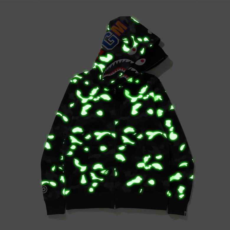 BAPE® Shark Glow-in-the-Dark Hoodie — Black Camo | Reflective Night Drip | Fast Shipping